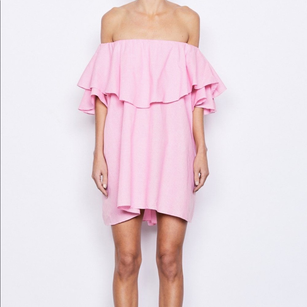 MLM off the shoulder gingham dress